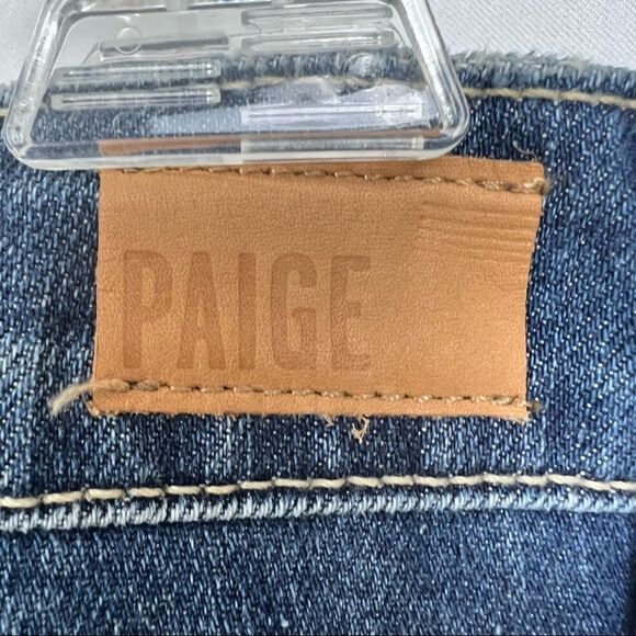 PAIGE Destroyed Riley with Knee Slash Straight Rolled Hem Jeans Brand New! - Picture 9 of 12